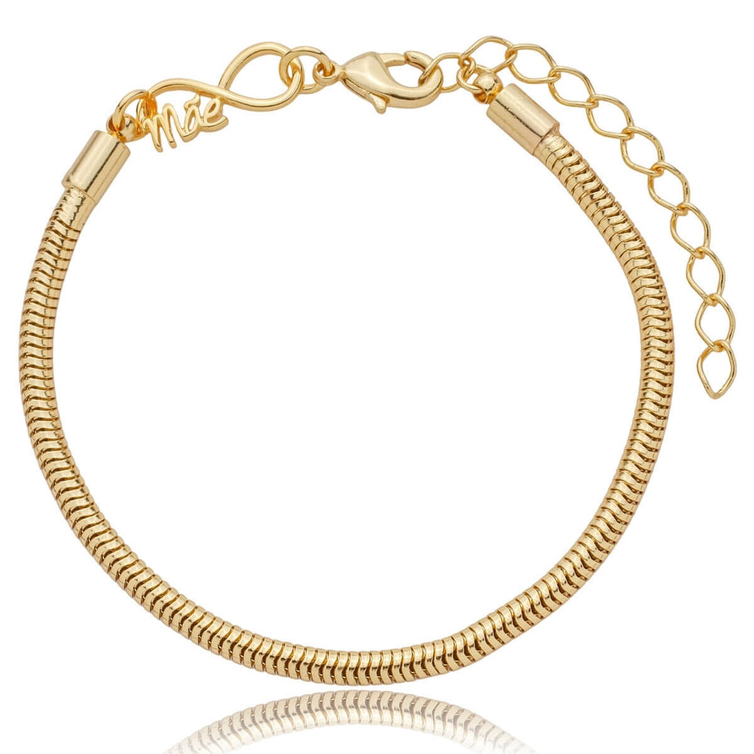 Pulseira Para Berloque Fecho Infinito Mãe  Banhado a Ouro 18k