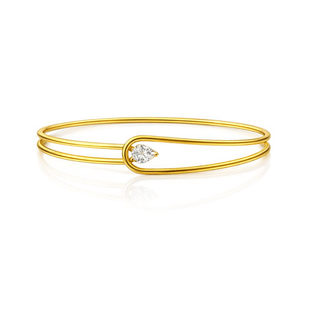Bracelete Gota Cravejada Zircônia dourado semijoia Work Semijoias