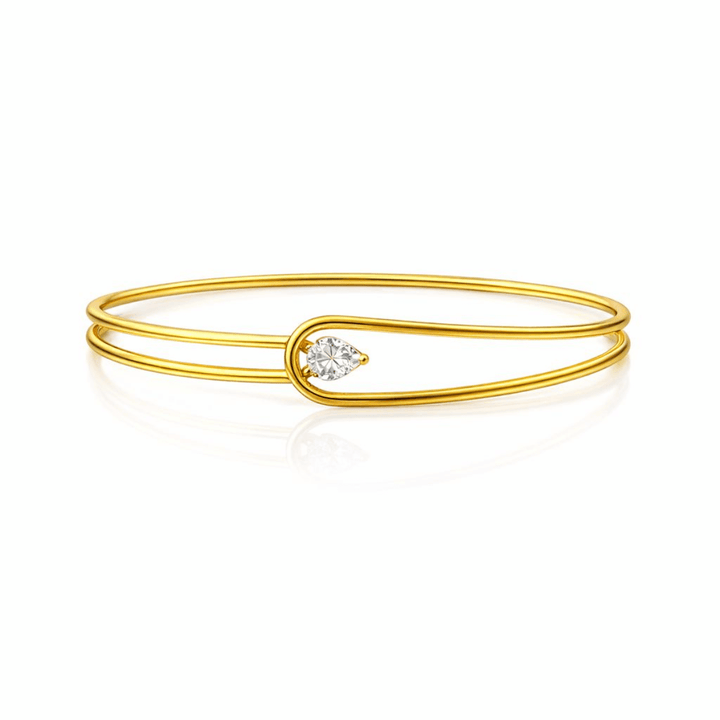 Bracelete Gota Cravejada Zircônia dourado semijoia Work Semijoias