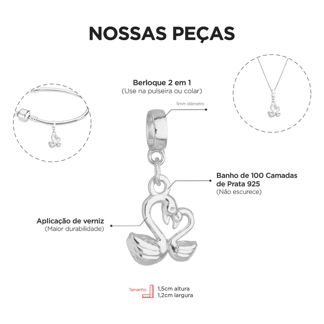 Colar Pingente Cisne Banhado a Prata 925