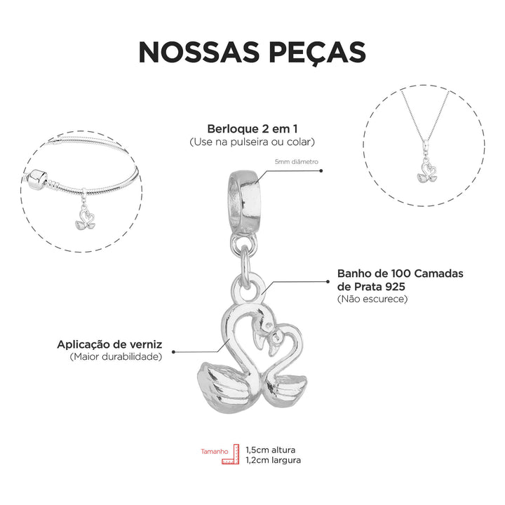 Colar Pingente Cisne Banhado a Prata 925