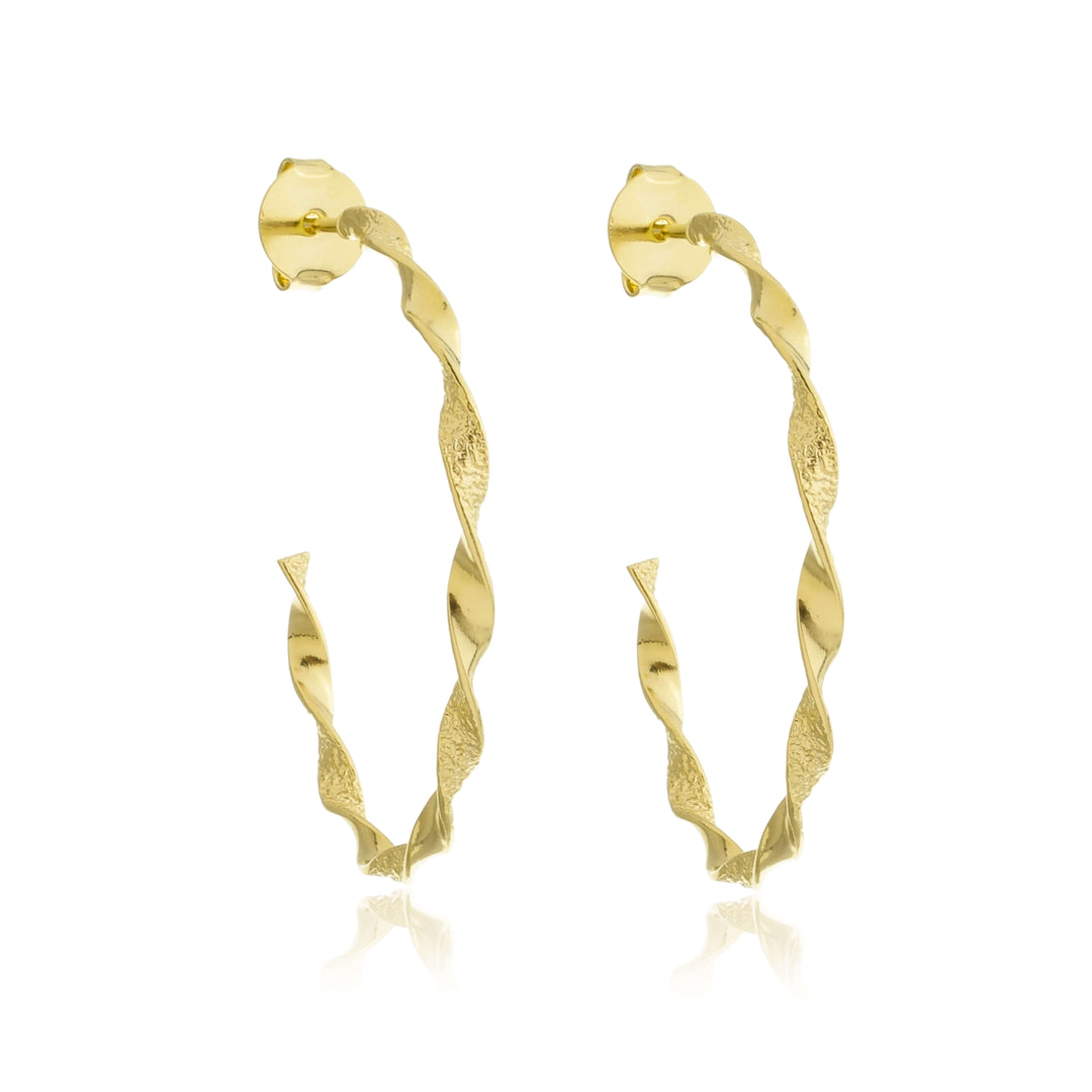 Brinco Argola Torcida Ondas 2 dourado semijoia Work Semijoias