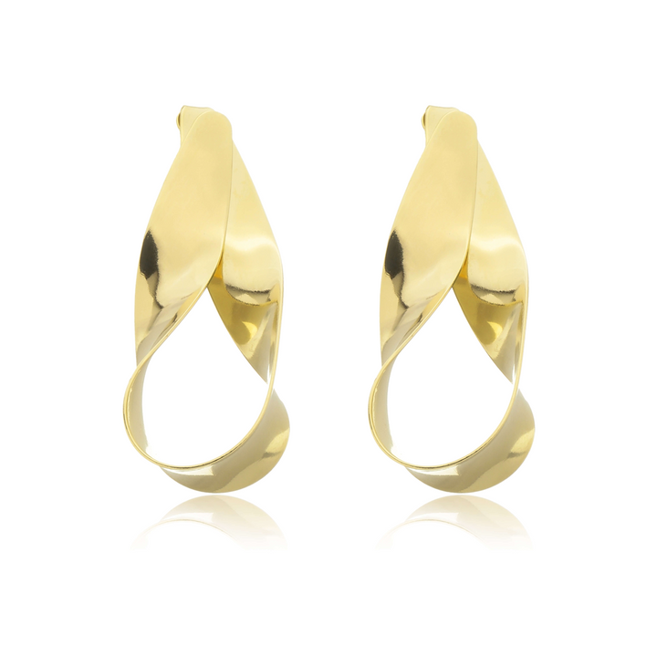 Brinco Espiral Gota Torcida dourado semijoia Work Semijoias