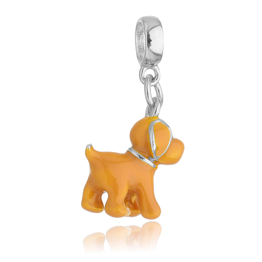 Berloque Cachorro Labrador Retriever Amarelo prateado — detalhe da peça Work Semijoias