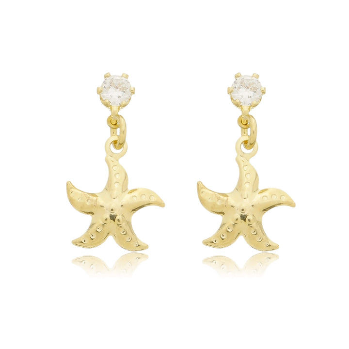 Brinco Estrela do Mar com Ponto de Luz Cravejado dourado semijoia Work Semijoias