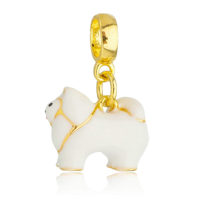 Berloque Cachorro Spitz Alemão dourado semijoia Work Semijoias