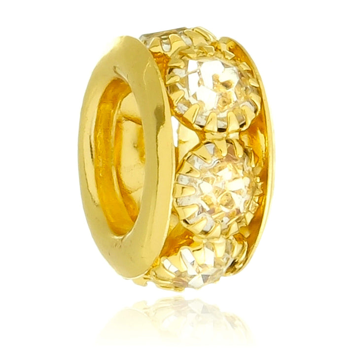 Berloque Separador Strass Cristal dourado semijoia Work Semijoias