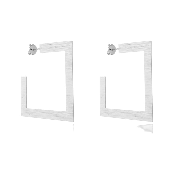 Brinco Argola Quadrada Fina prateado semijoia Work Semijoias