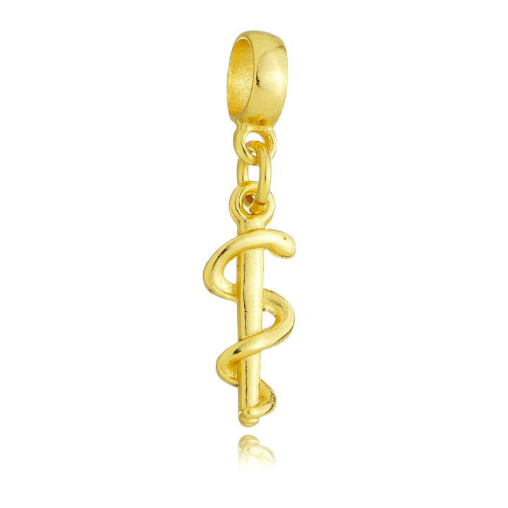 Berloque Símbolo da Medicina dourado semijoia Work Semijoias