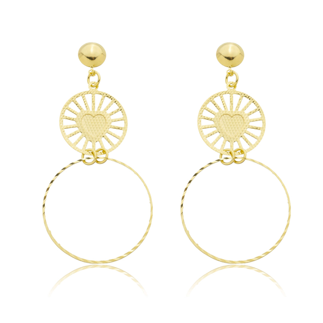 Brinco Coração com Argola dourado semijoia Work Semijoias