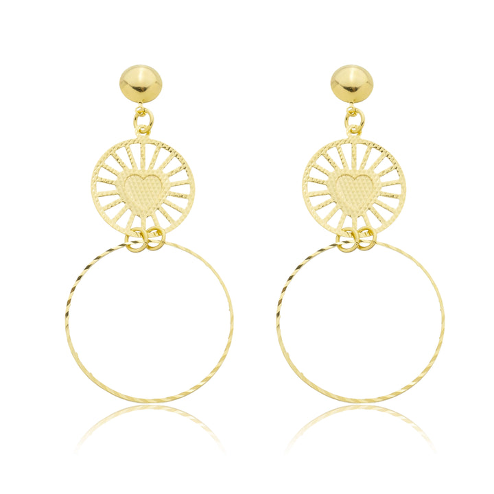 Brinco Coração com Argola dourado semijoia Work Semijoias