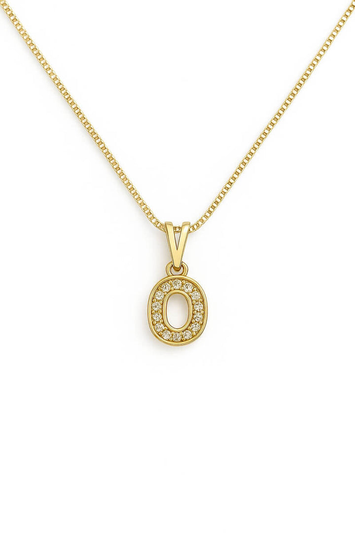 Colar Pingente Letra O Cravejado Banhado a Ouro 18k