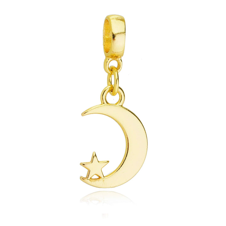Berloque Lua com Estrela dourado semijoia Work Semijoias