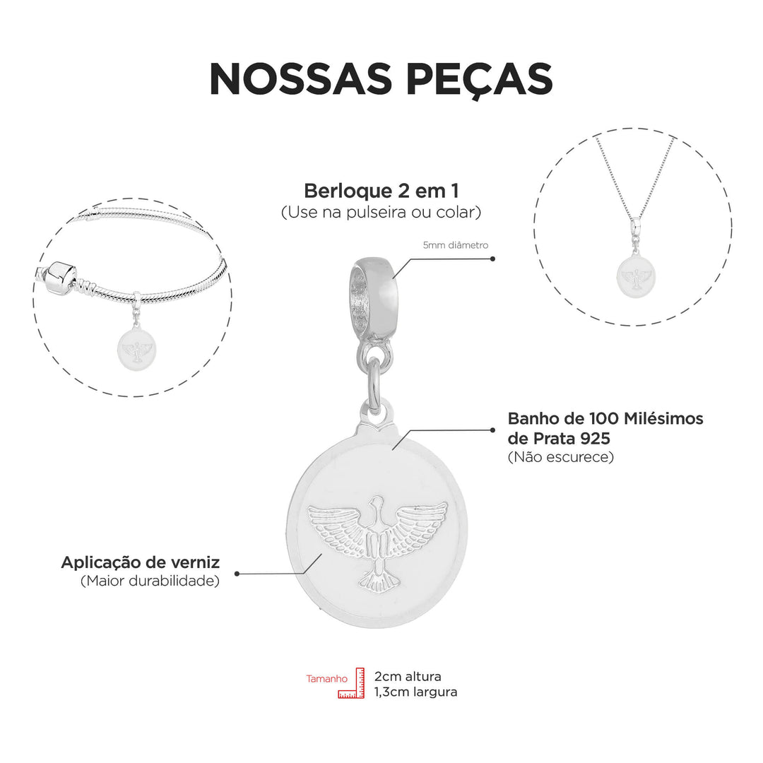 Colar Pingente Divino Espírito Santo Banhado a Prata 925