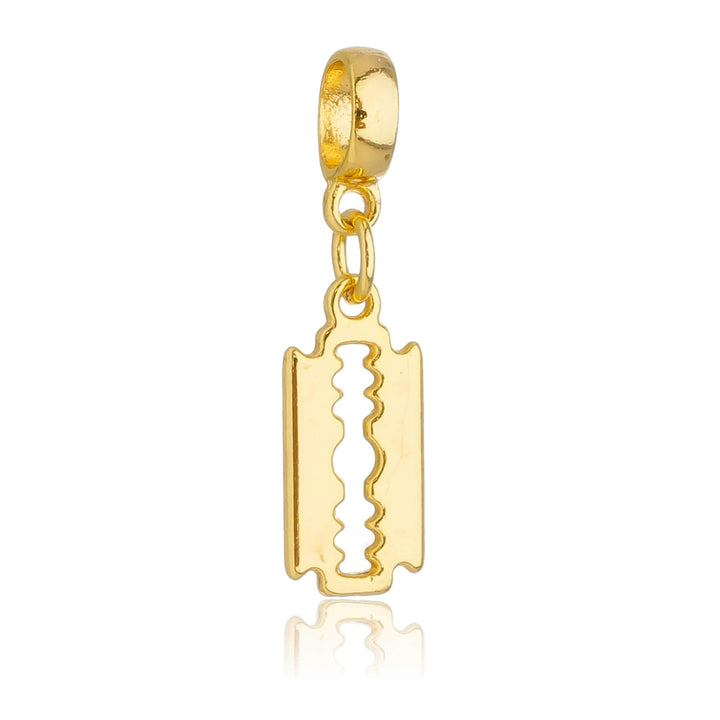 Berloque Lâmina de Barbear dourado semijoia Work Semijoias