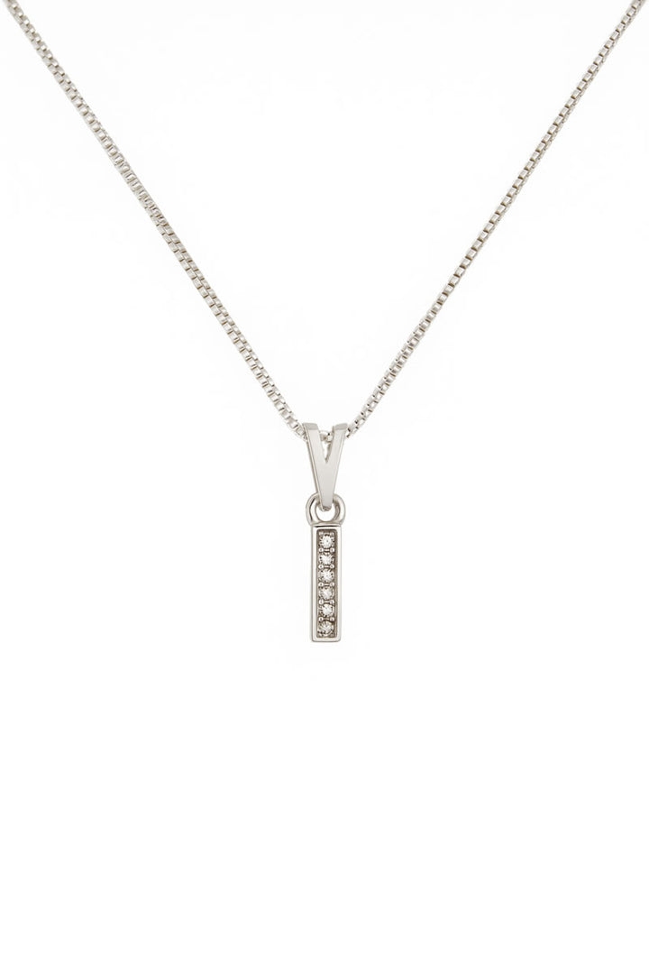 Colar Pingente Letra I Cravejado Banhado a Prata 925