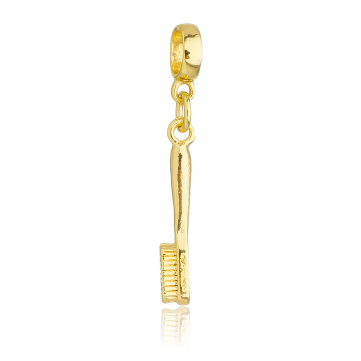 Berloque Escova de Dente dourado semijoia Work Semijoias