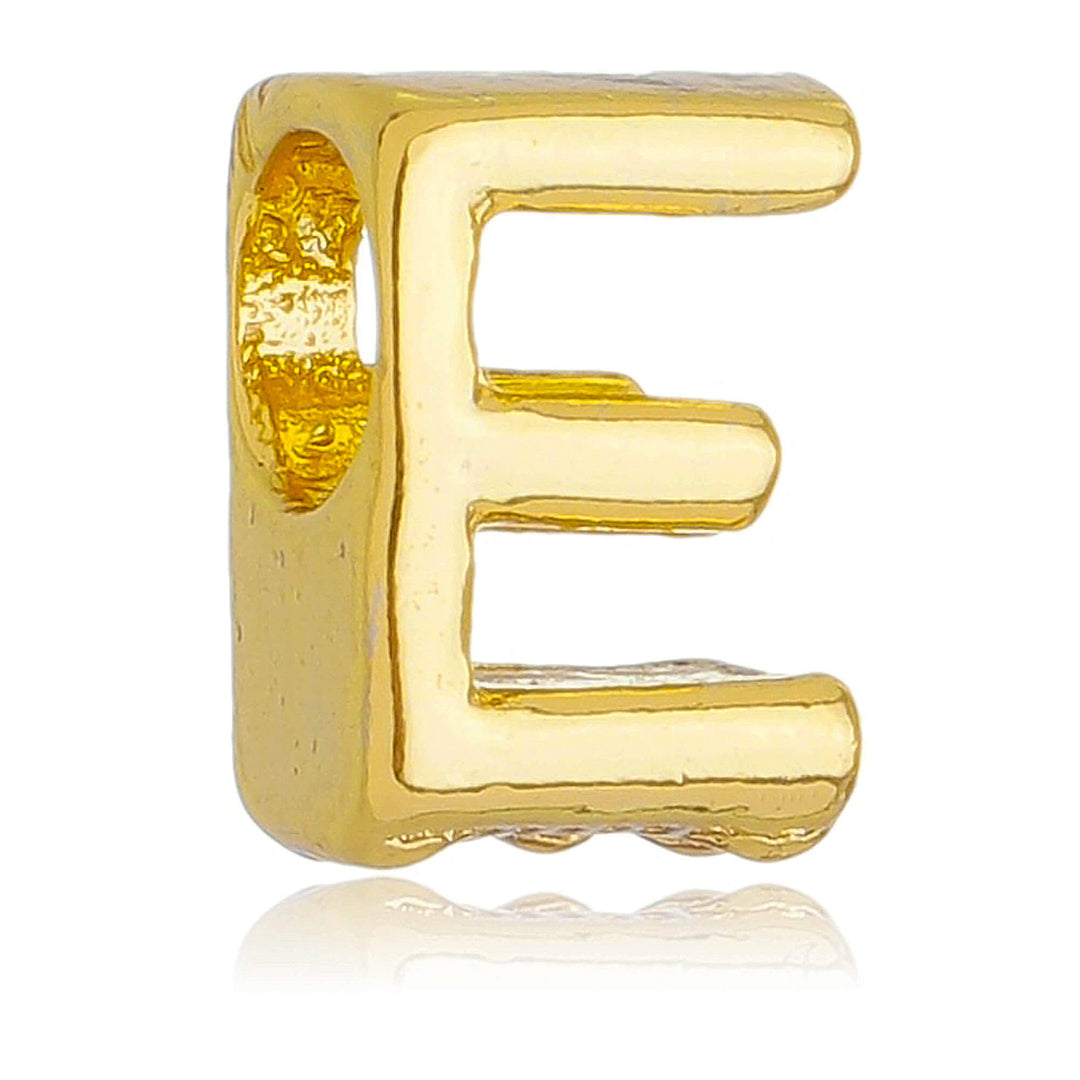 Berloque Letra E separador dourado semijoia Work Semijoias