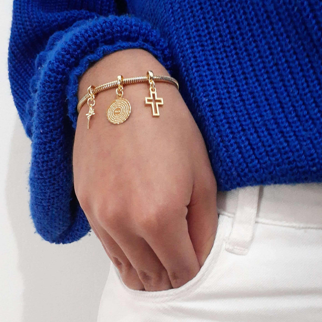 Pulseira Religião Berloque Banhado a Ouro 18k