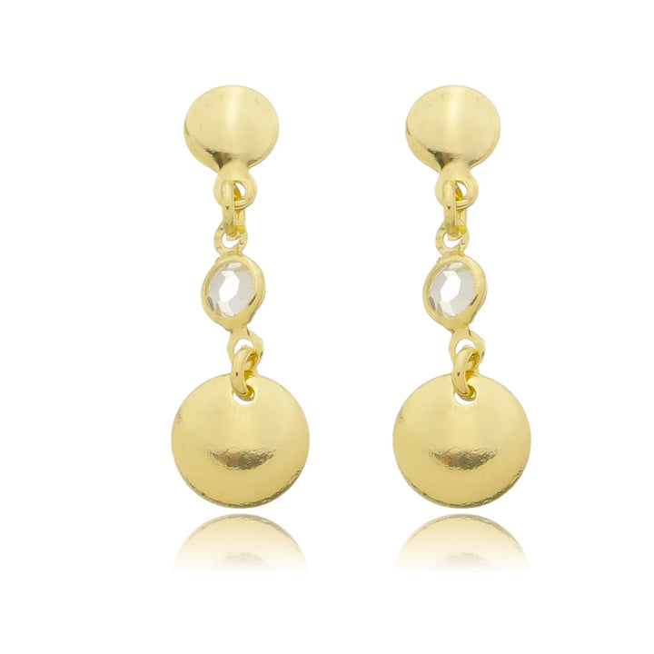 Brinco Bolas com Pedra Zircônia Cristal dourado semijoia Work Semijoias