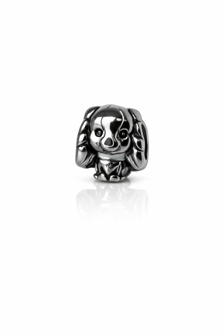 Berloque Cocker Spaniel aço inox — compatível pulseiras pandora Work Semijoias