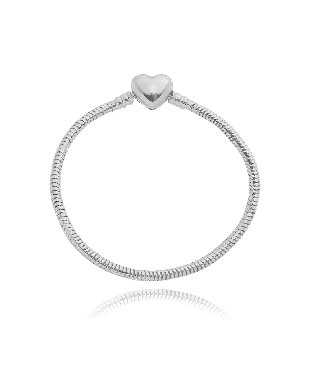 Pulseira Para Berloque Fecho Coração Em Aço Inoxidável