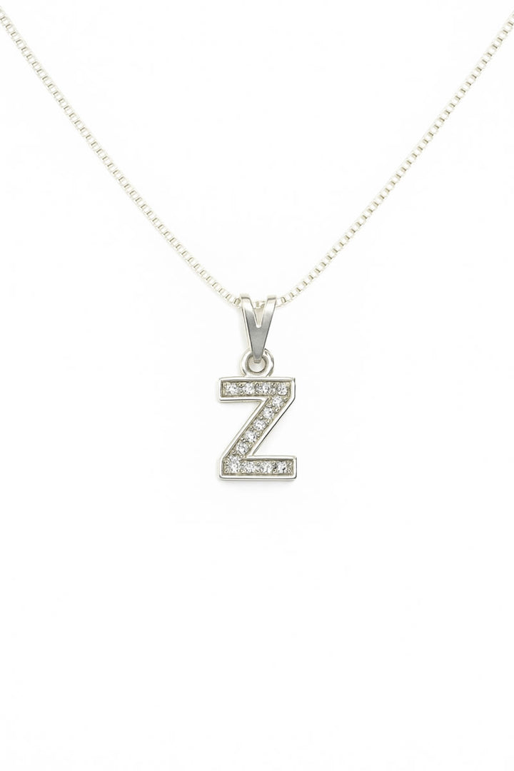 Colar Pingente Letra Z Cravejado Banhado a Prata 925