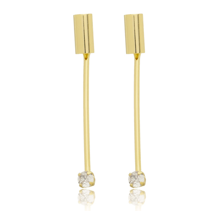 Brinco Pendurado Pedra Zircônia Cravejada dourado semijoia Work Semijoias