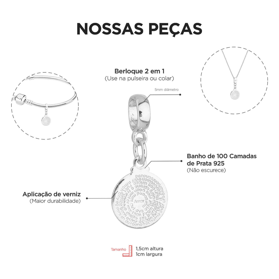 Colar Pingente Pai Nosso Banhado a Prata 925