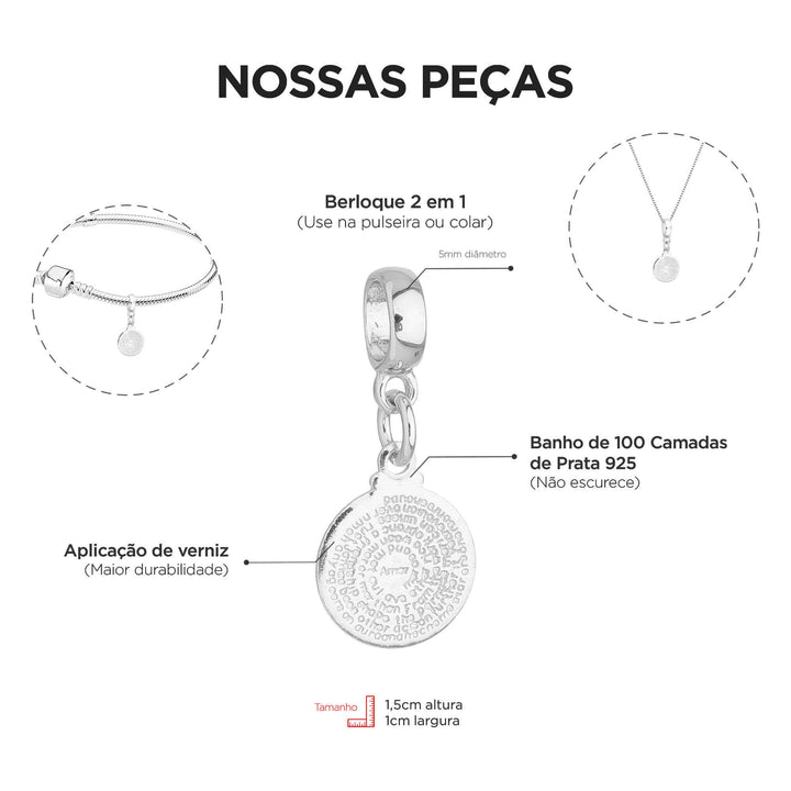 Colar Pingente Pai Nosso Banhado a Prata 925