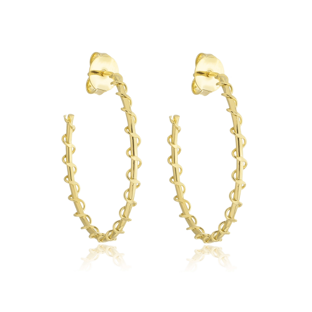 Brinco Argola Interlaçada dourado semijoia Work Semijoias
