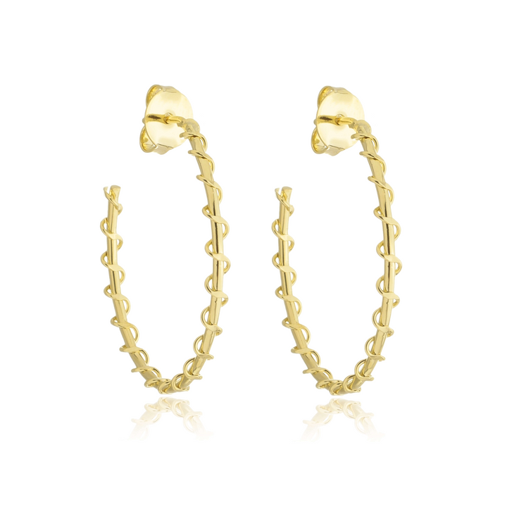 Brinco Argola Interlaçada dourado semijoia Work Semijoias