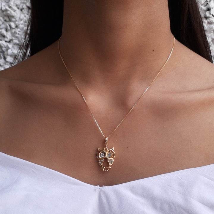 Colar Pingente Coruja Banhado a Ouro 18k