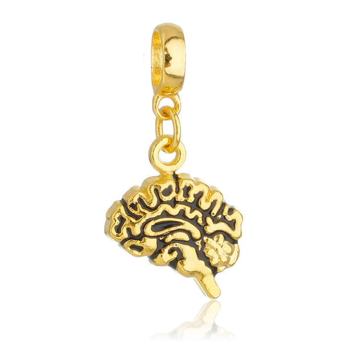 Berloque Cérebro Psicologia dourado semijoia Work Semijoias