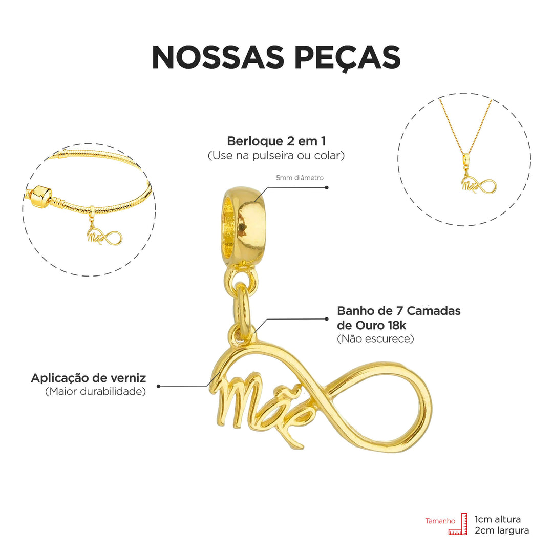 Pulseira Mãe Berloque Banhado a Ouro 18k