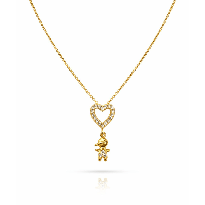Colar Filho Coração Cravejado Zircônia dourado semijoia Work Semijoias