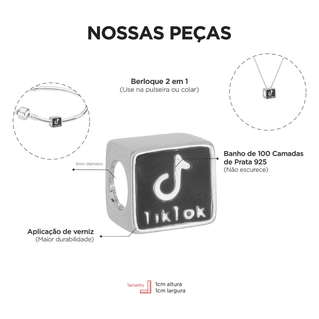 Berloque TikTok Separador Prata 925 — para criadoras de conteúdo