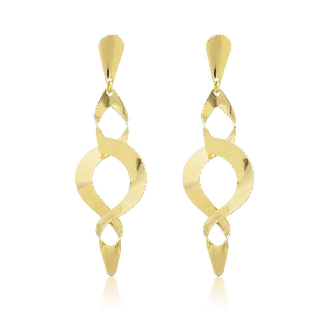 Brinco Espiral Torcido dourado semijoia Work Semijoias