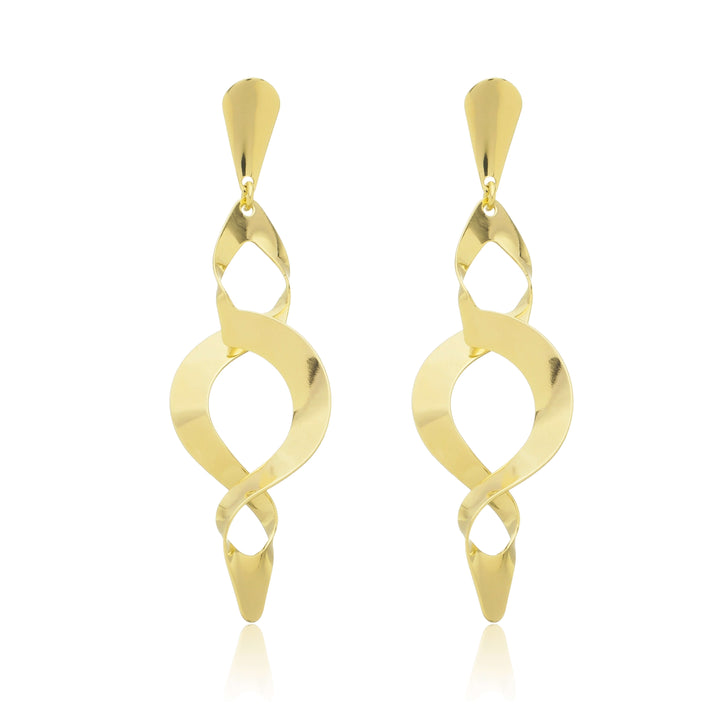 Brinco Espiral Torcido dourado semijoia Work Semijoias