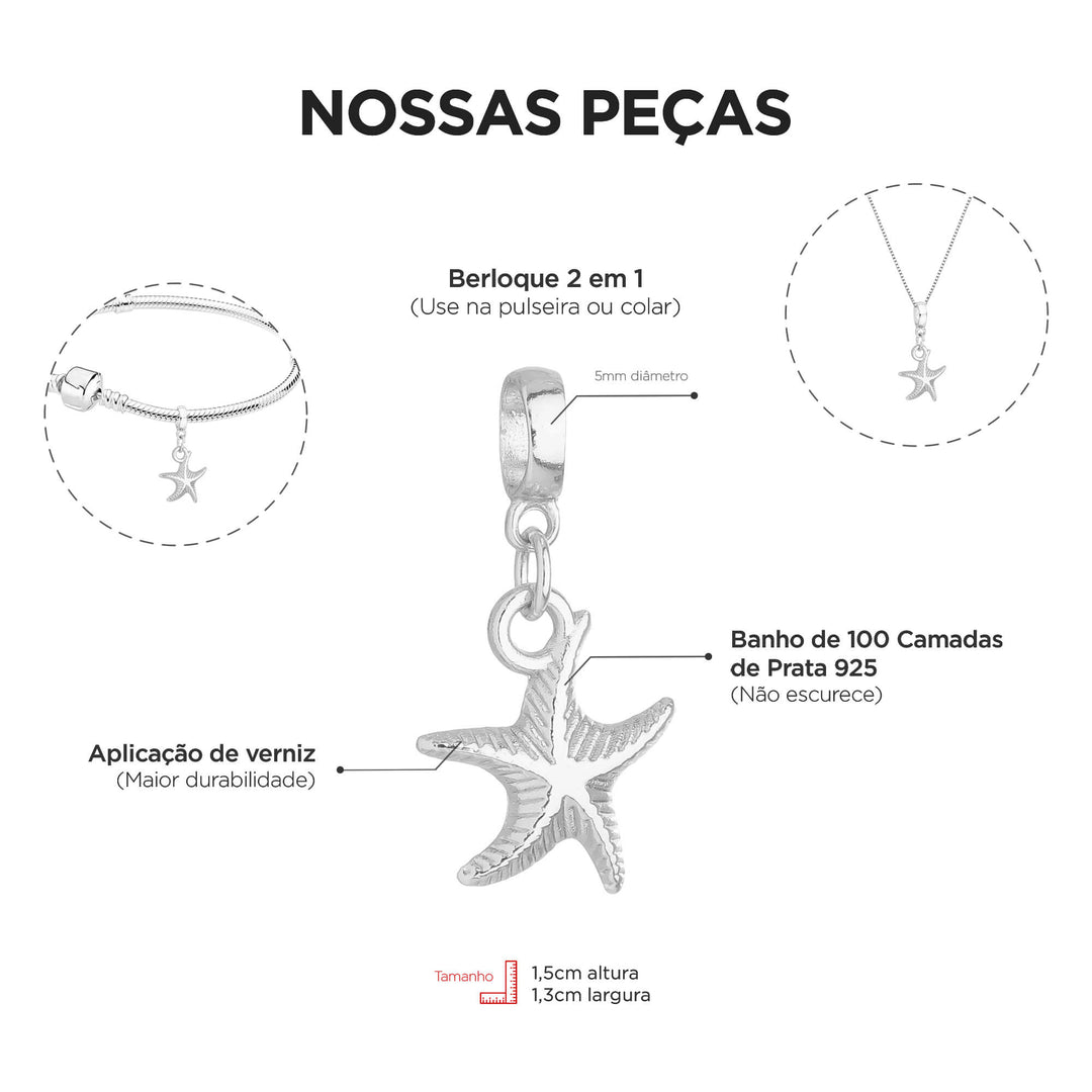 Colar Pingente Estrela do Mar Banhado a Prata 925