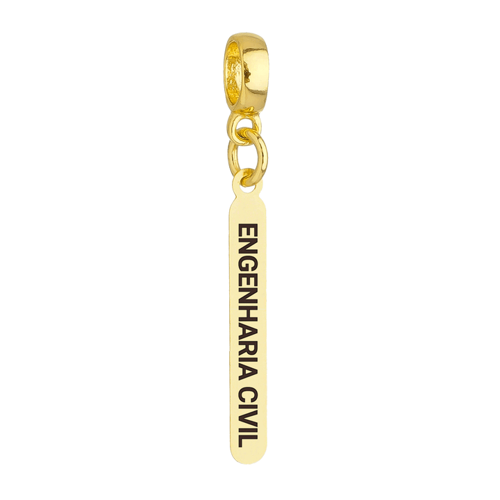 Berloque Plaquinha Engenharia Civil dourado semijoia Work Semijoias
