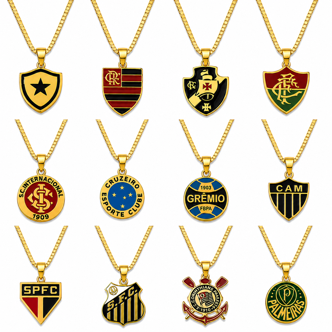 Colar Pingente Times Masculino dourado semijoia Work Semijoias