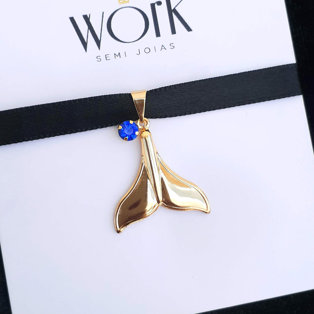 Colar Pingente Rabo de Sereia Banhado a Ouro 18k