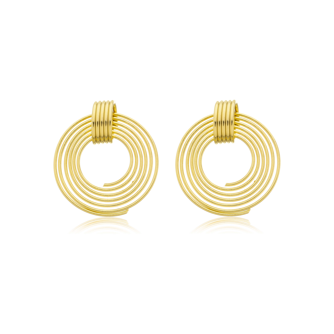 Brinco Redondo Aros dourado semijoia Work Semijoias