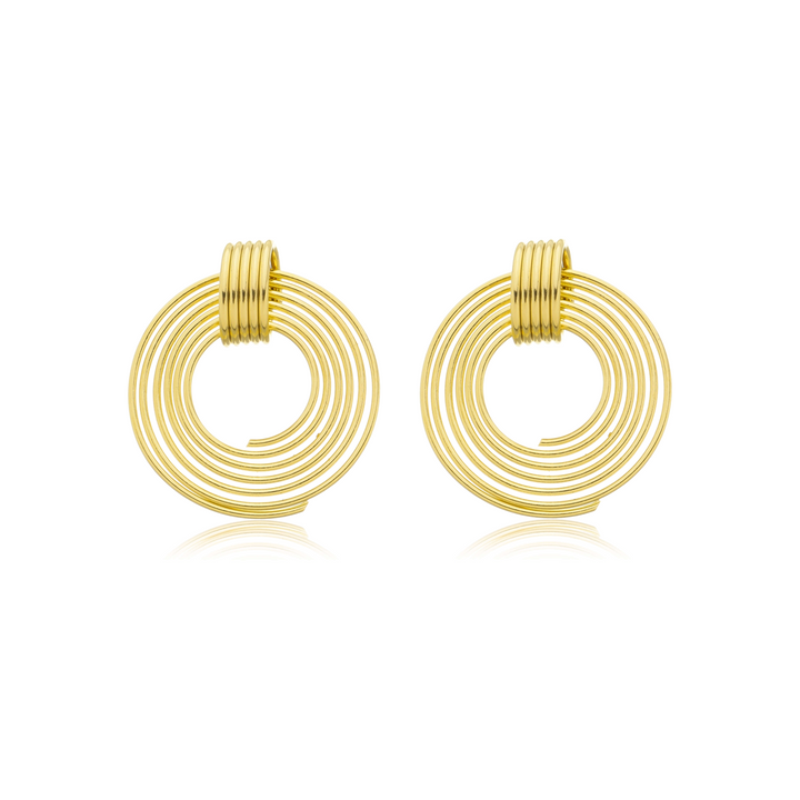 Brinco Redondo Aros dourado semijoia Work Semijoias