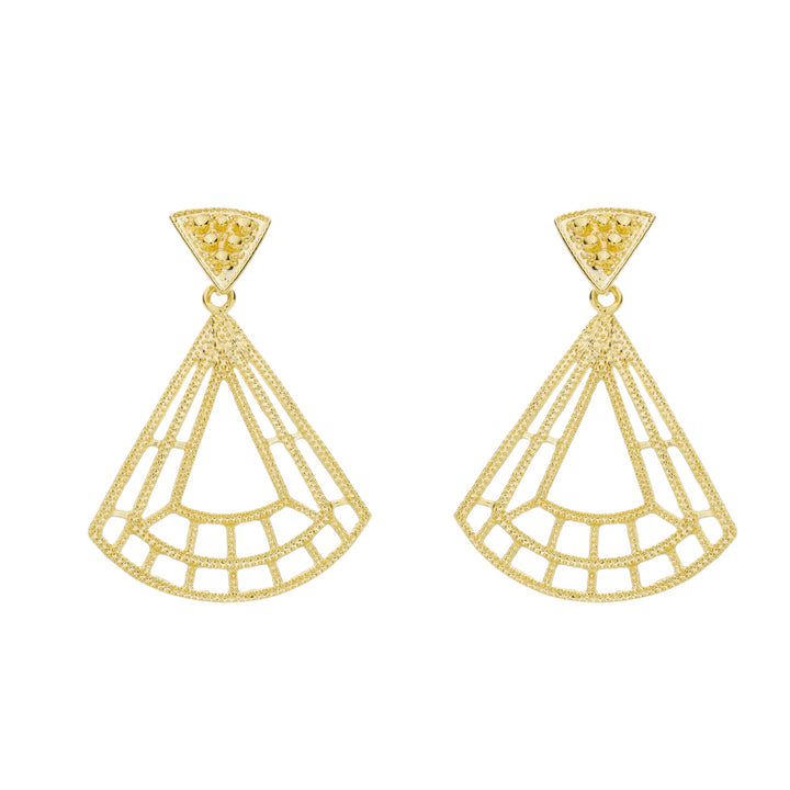 Brinco Leque dourado semijoia Work Semijoias