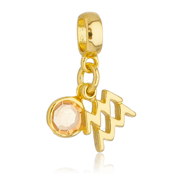 Berloque Signo Aquário dourado semijoia Work Semijoias