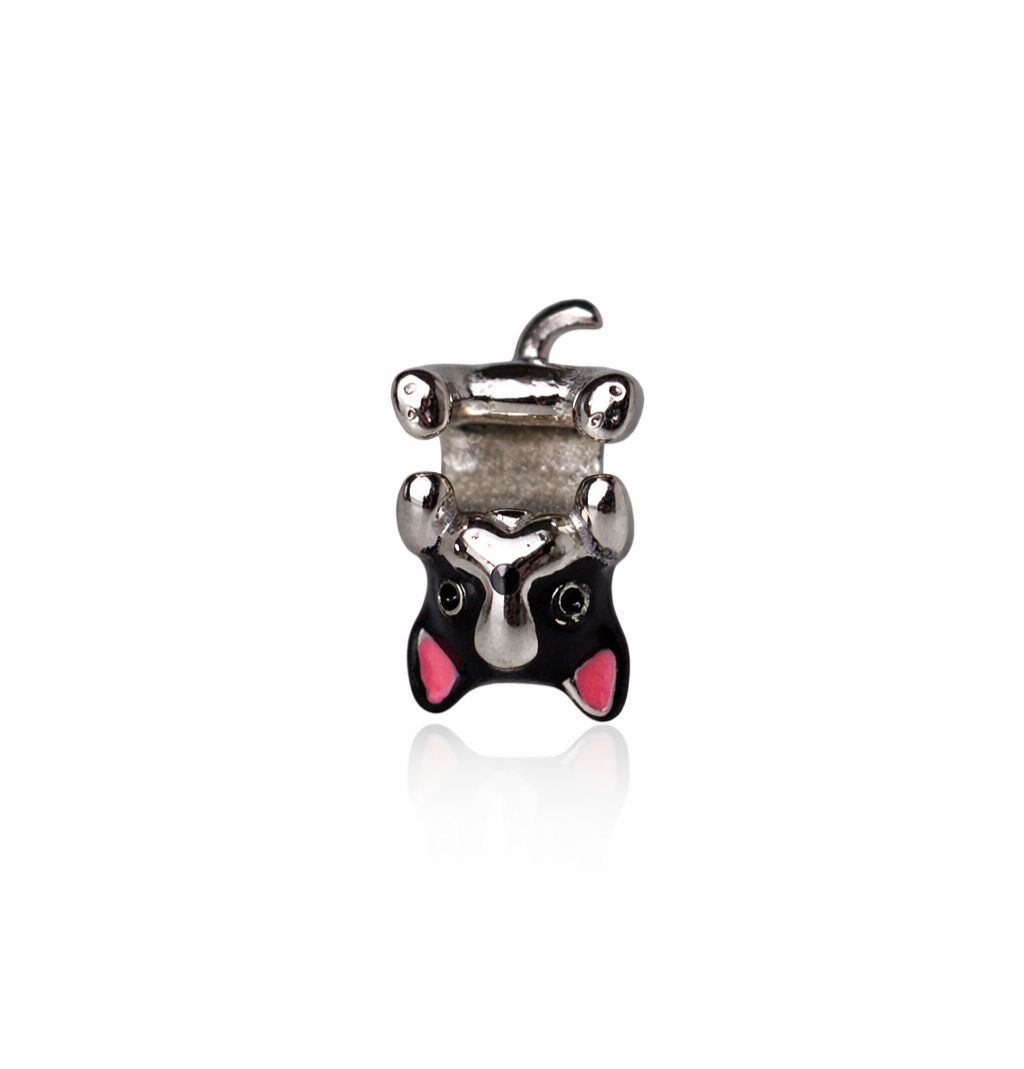 Berloque Separador Pug aço inox — compatível pulseiras pandora Work Semijoias