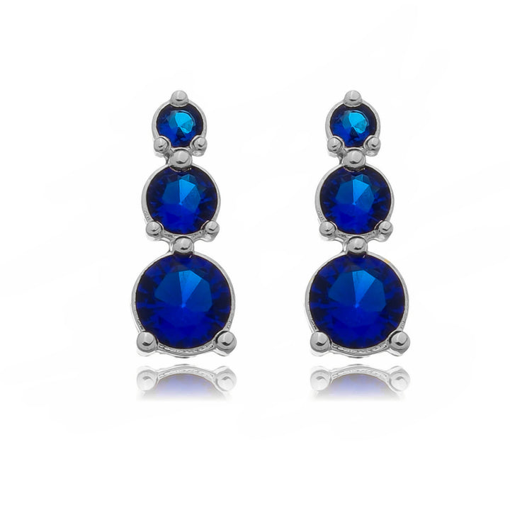 Brinco Azul Pedras Royal Prata 925 | Work Semijoias