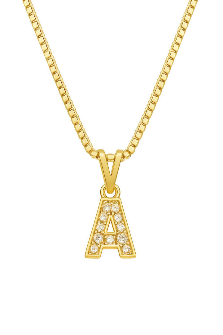 Colar Pingente Letra A Cravejado Banhado a Ouro 18k